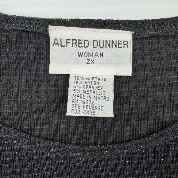 Alfred Dunner Woman 2X Black Metallic Shimmer Short Sleeve Top NWT Holiday - Picture 4 of 8
